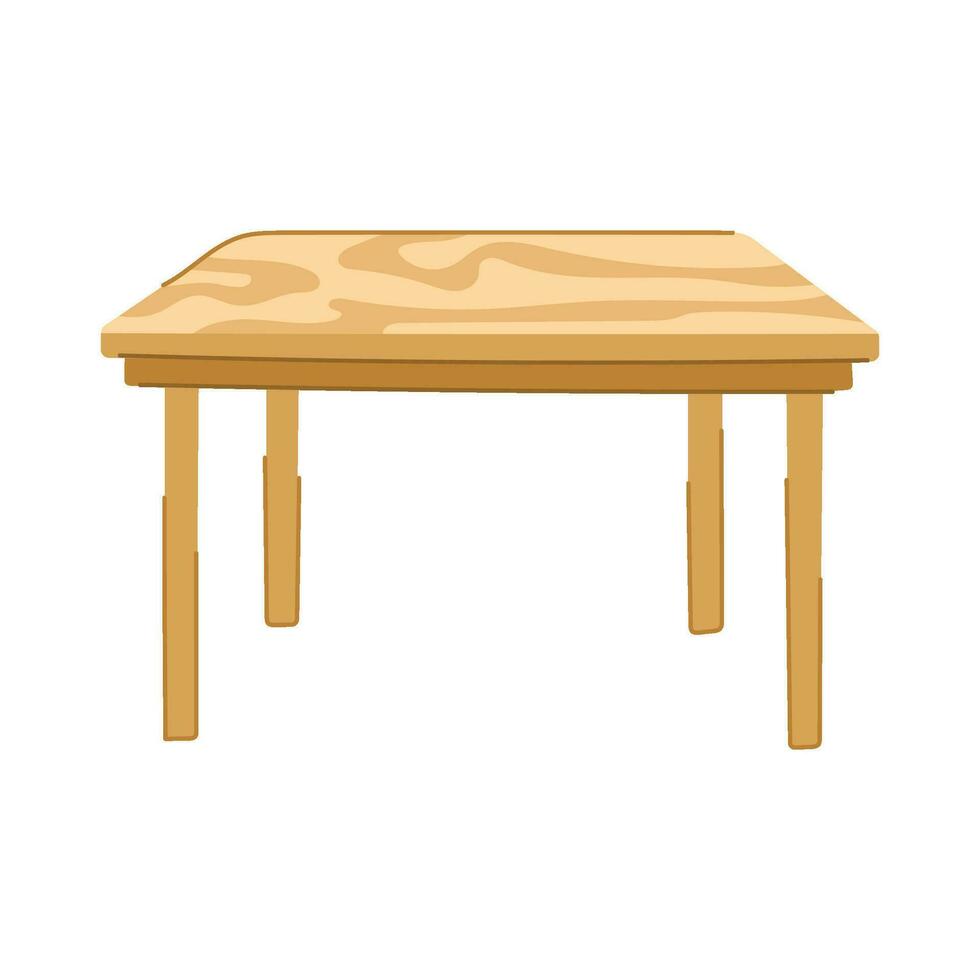 light wood table cartoon vector illustration