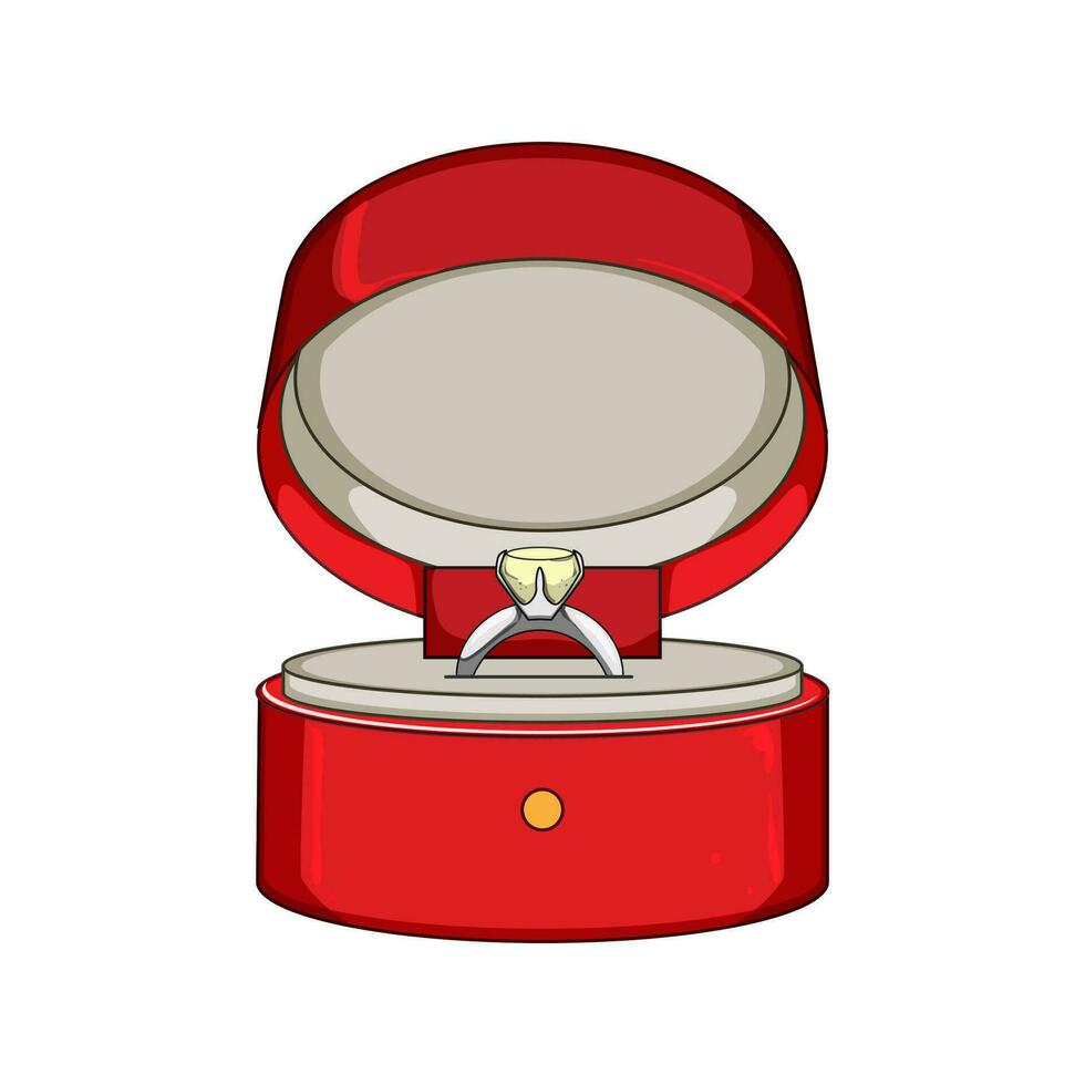 Boda propuesta anillo caja dibujos animados vector ilustración