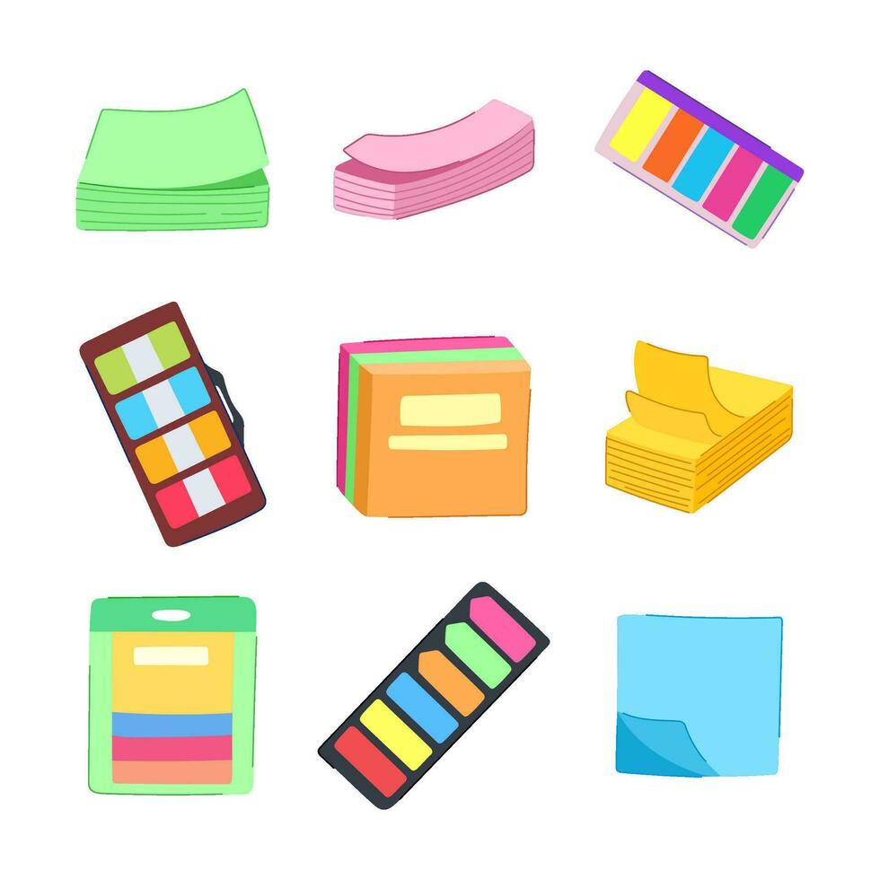 note sticker set cartoon vector illustration