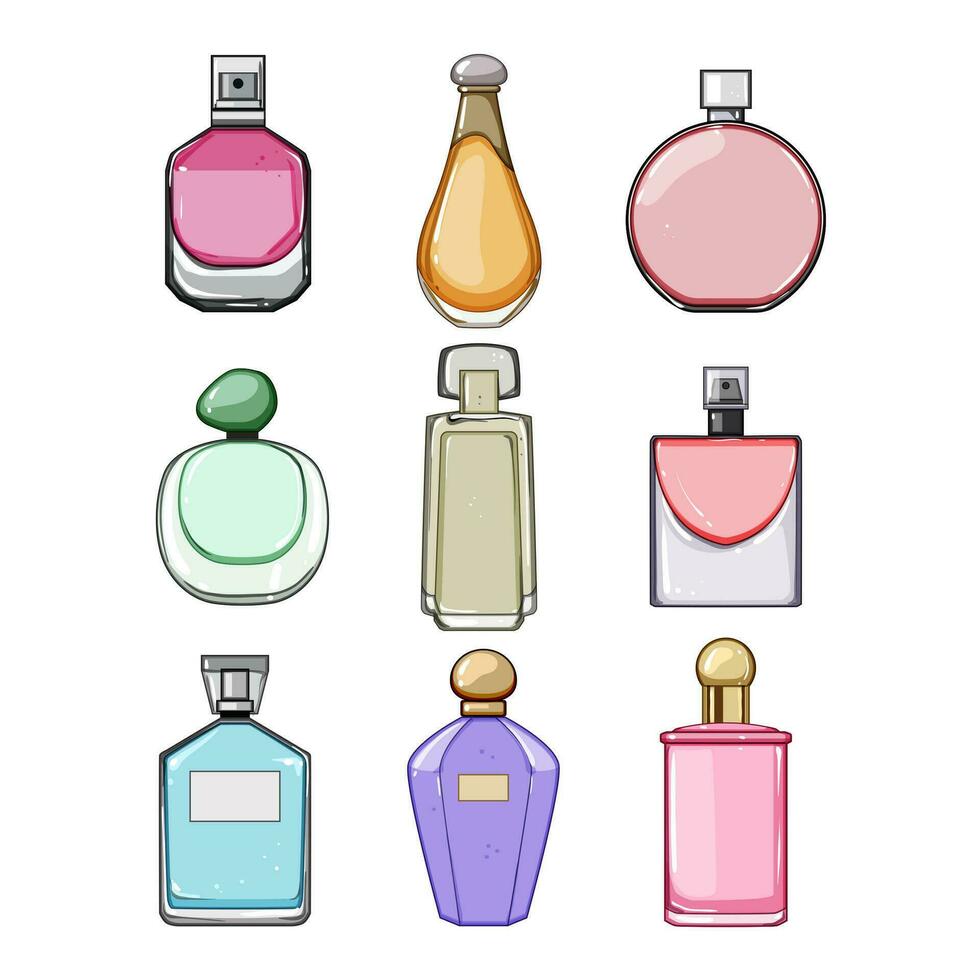 perfume for women set cartoon vector illustration