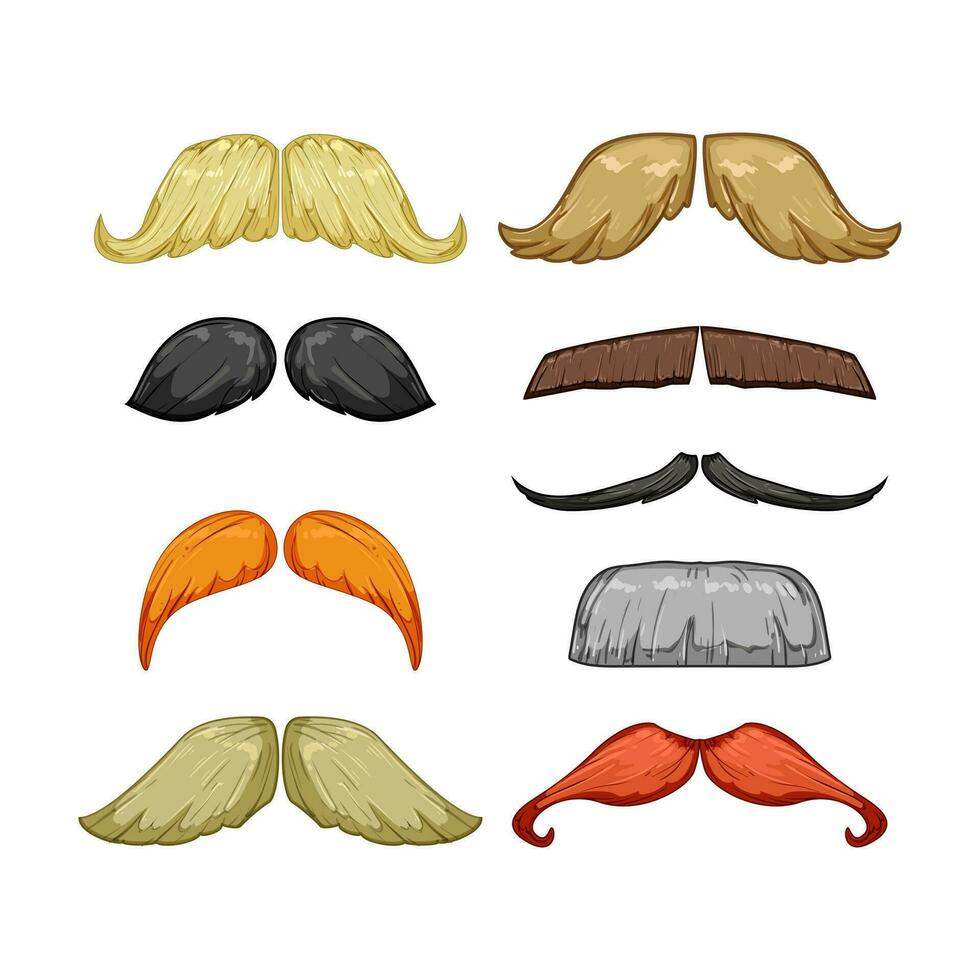 moustaches set cartoon vector illustration