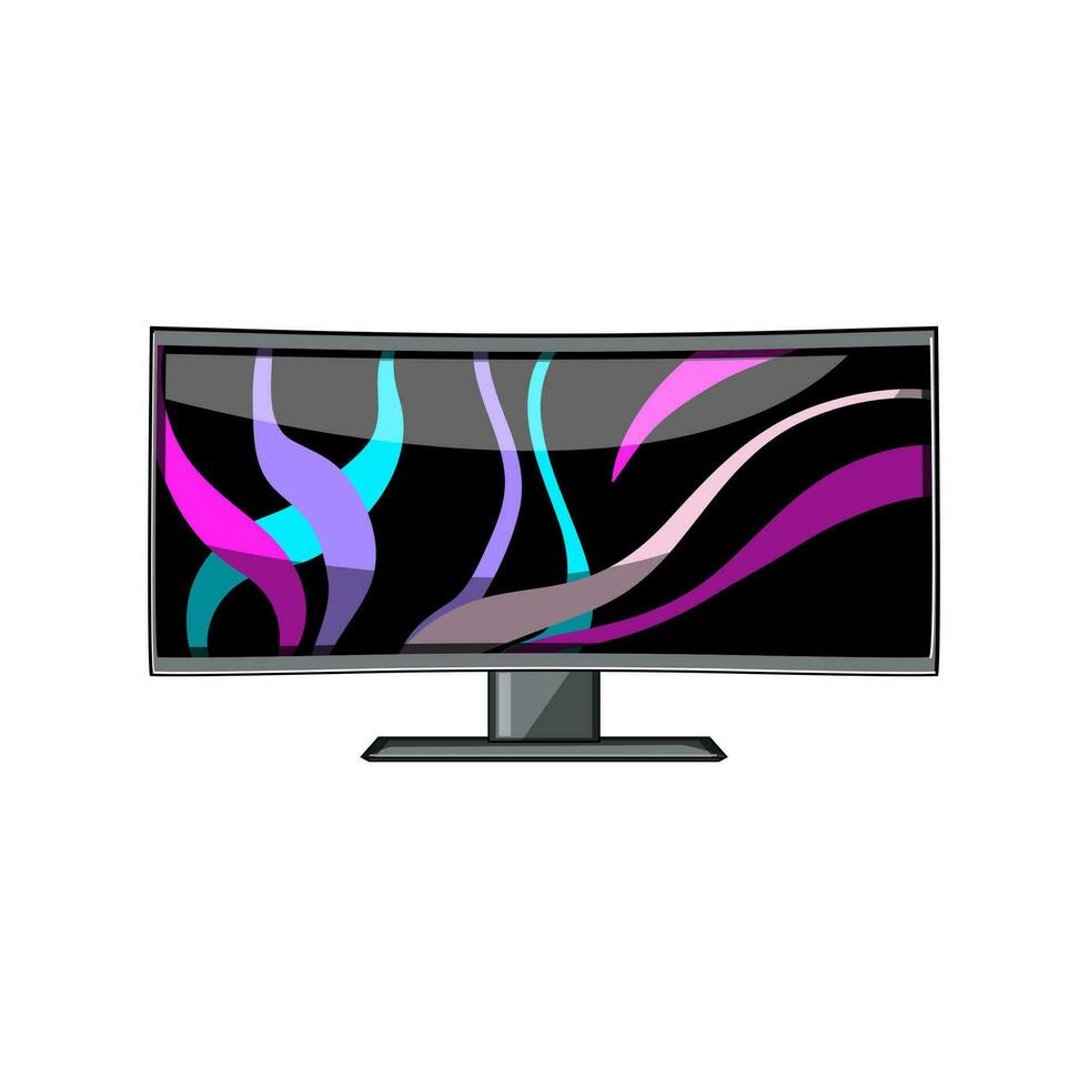 tv curved screen cartoon vector illustration