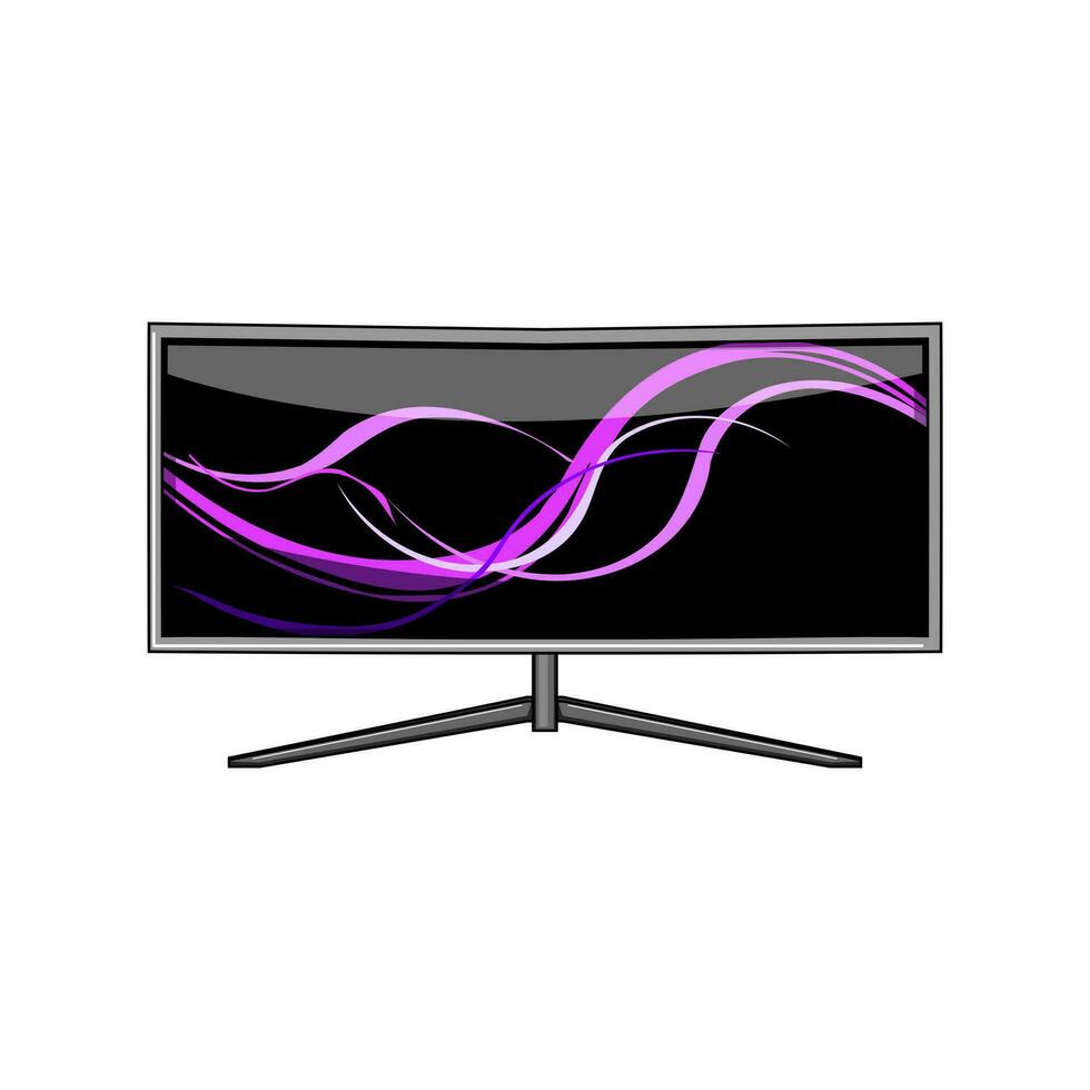 led curved screen cartoon vector illustration