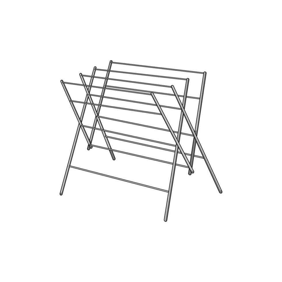 collapsible clothes drying rack cartoon vector illustration