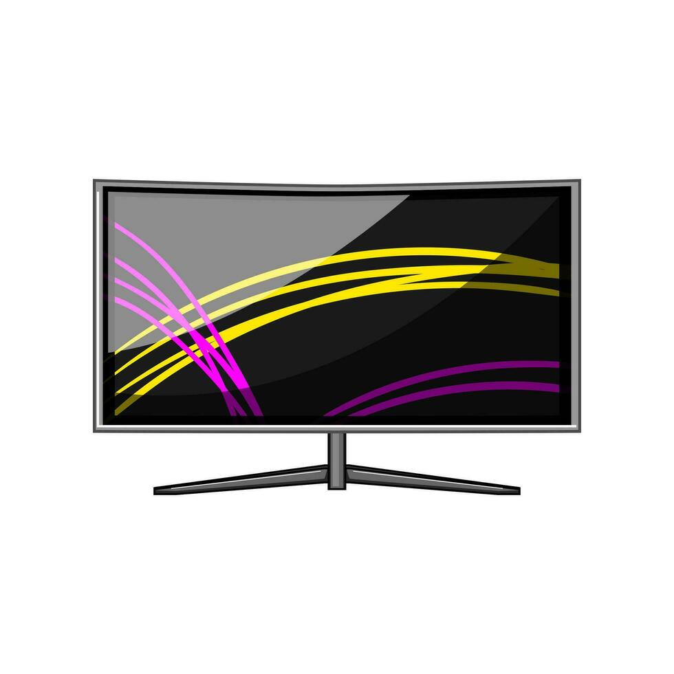 technology curved screen cartoon vector illustration