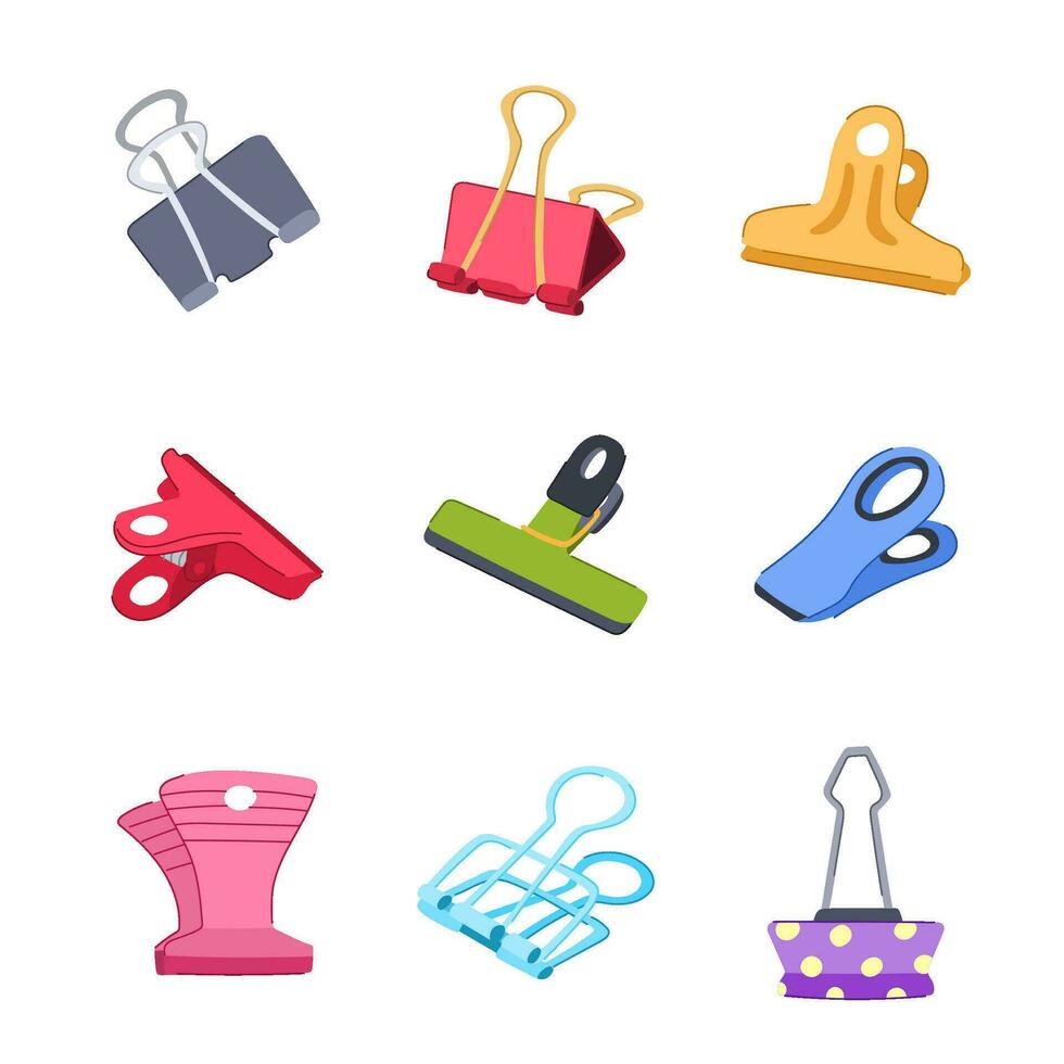binder clip set cartoon vector illustration 32520887 Vector Art at Vecteezy