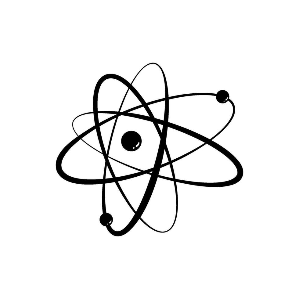 sphere atom orbit cartoon vector illustration