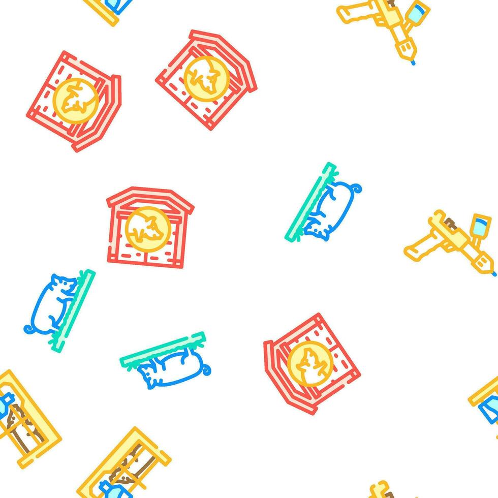 pig pork farm seamless pattern vector