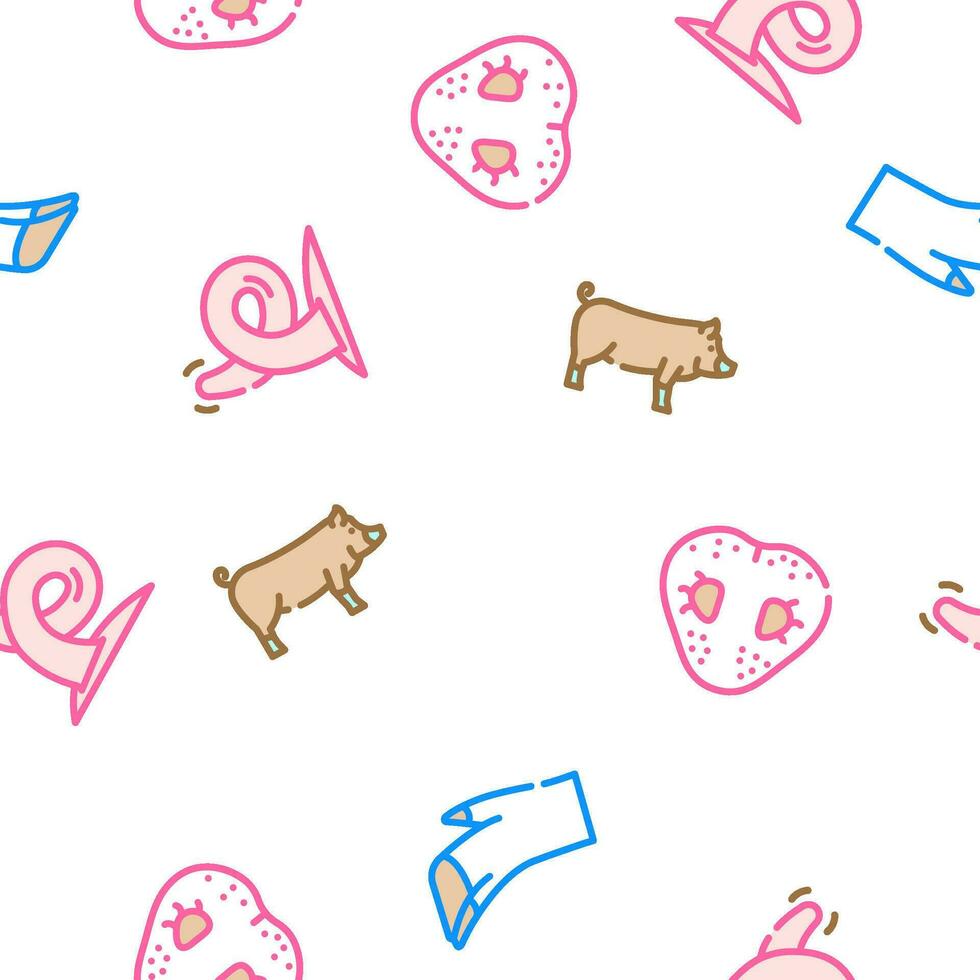 pig pork farm seamless pattern vector