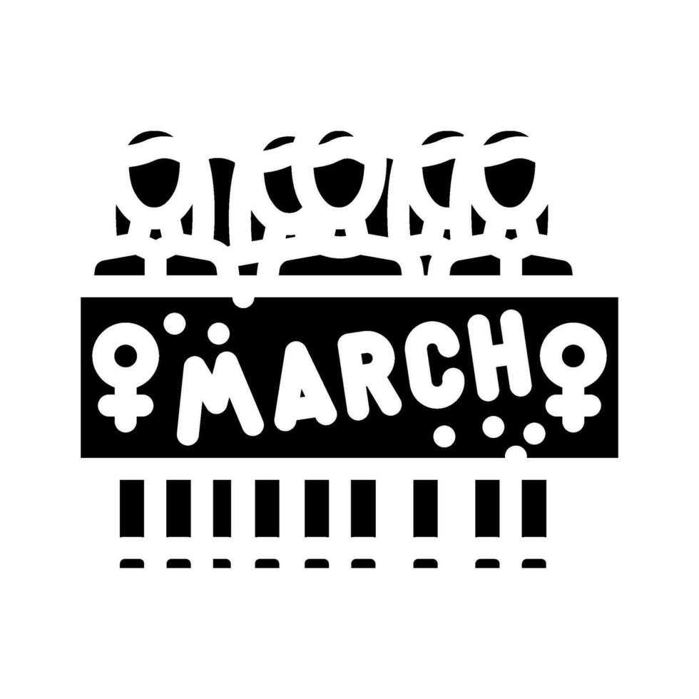 mujer marzo feminismo mujer glifo icono vector ilustración