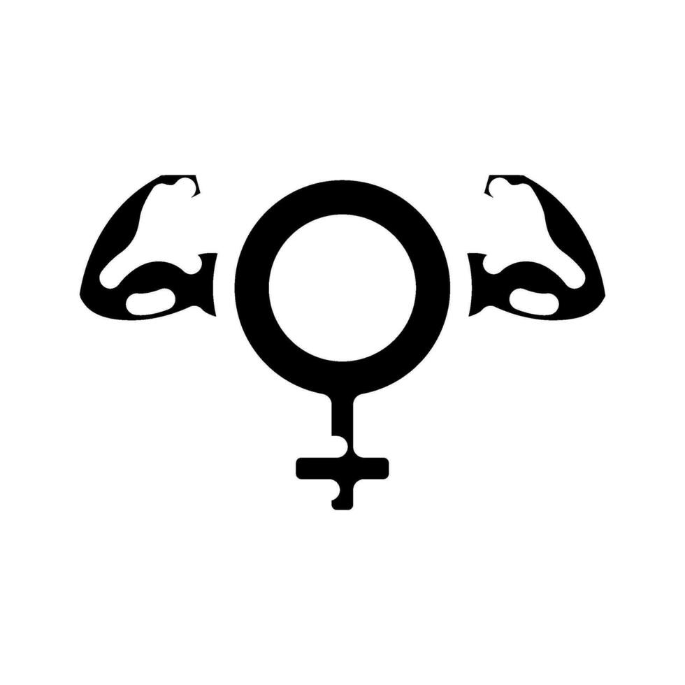 women courage feminism glyph icon vector illustration