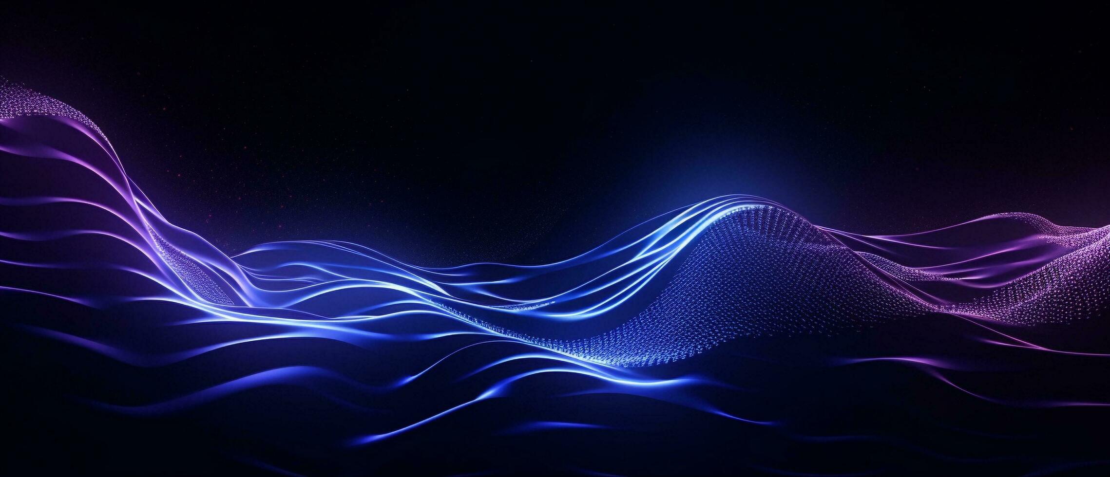 A blue and purple flowing wave on a dark background, modern tech Abstract Background, Generative AI photo