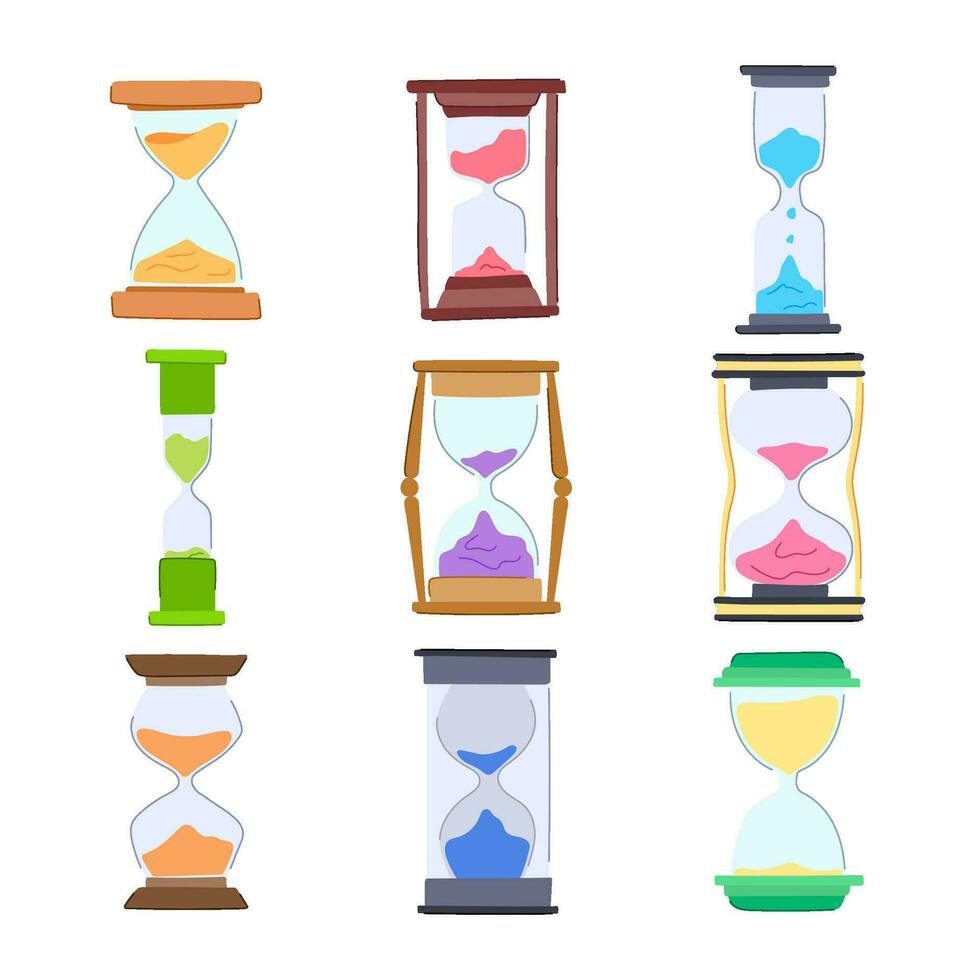 sandglass set cartoon vector illustration