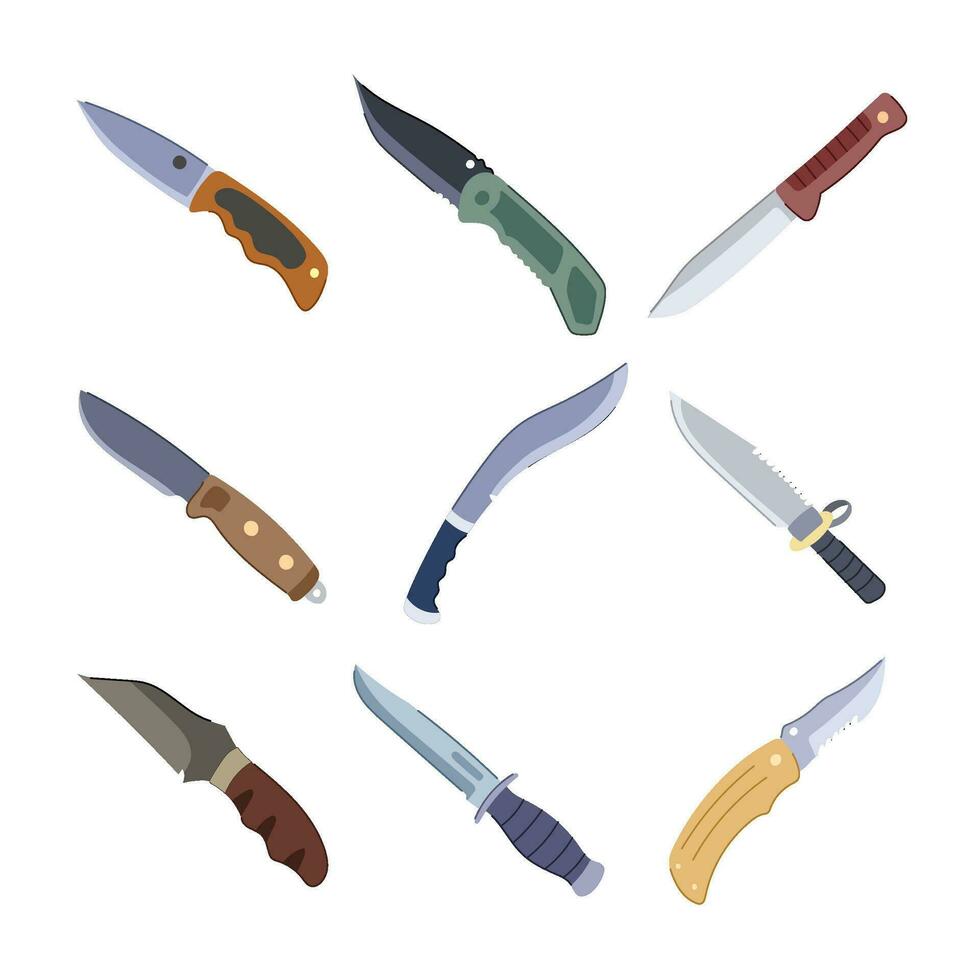 military knife set cartoon vector illustration