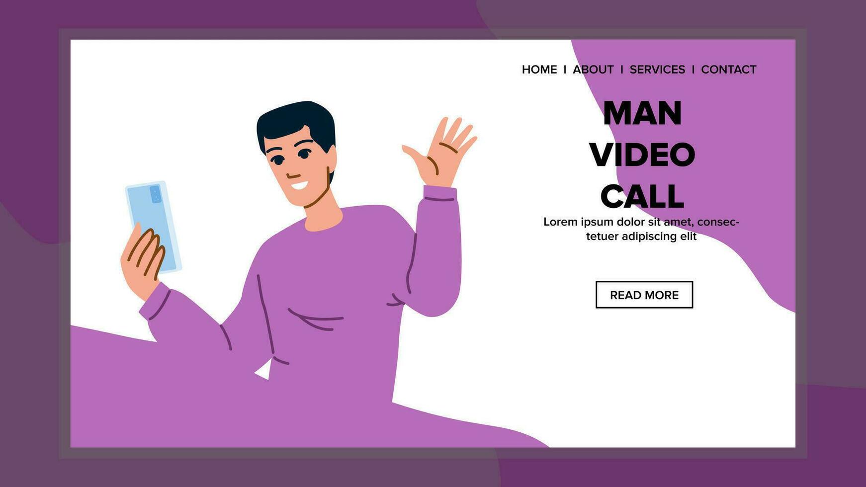 flat man video call vector