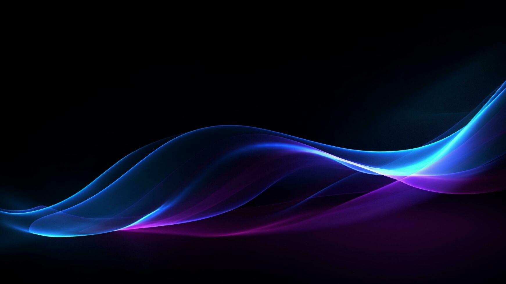 A blue and purple flowing wave on a dark background, modern tech Abstract Background, Generative AI photo