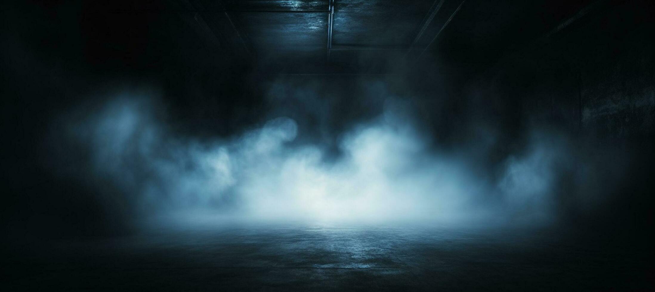 A dark room with smoke coming out of it, Night scene with fog, dark Empty place, Generative AI photo