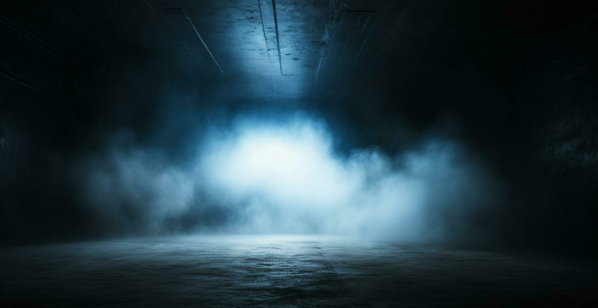 A dark room with smoke coming out of it, Night scene with fog, dark Empty place, Generative AI photo