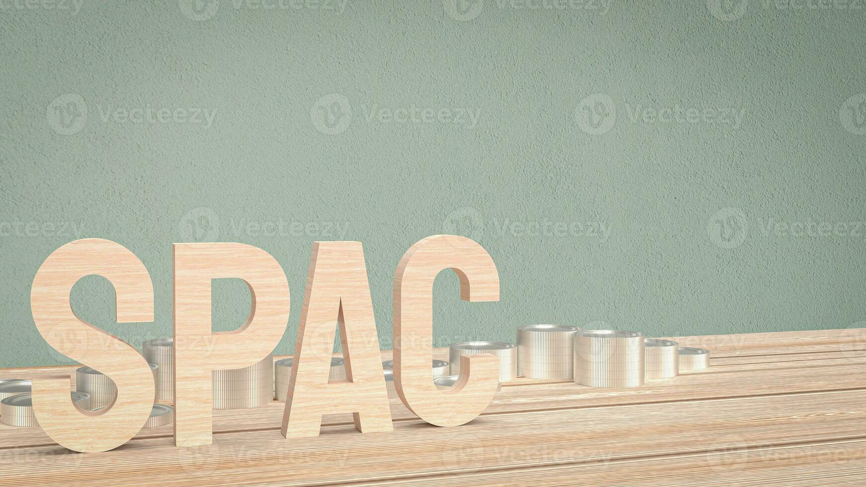 The wood spac on table for business concept 3d rendering photo