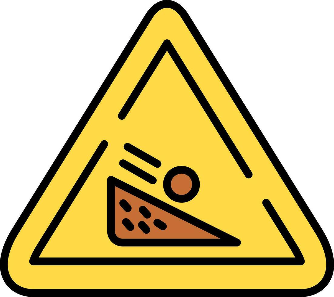 Falling Boulder Sign Vector Icon
