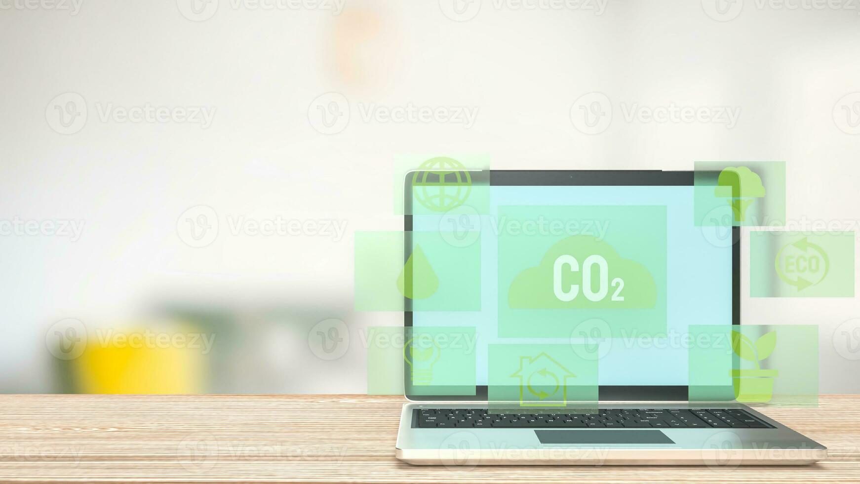 The eco icon on Notebook for Environmental technology 3d rendering photo