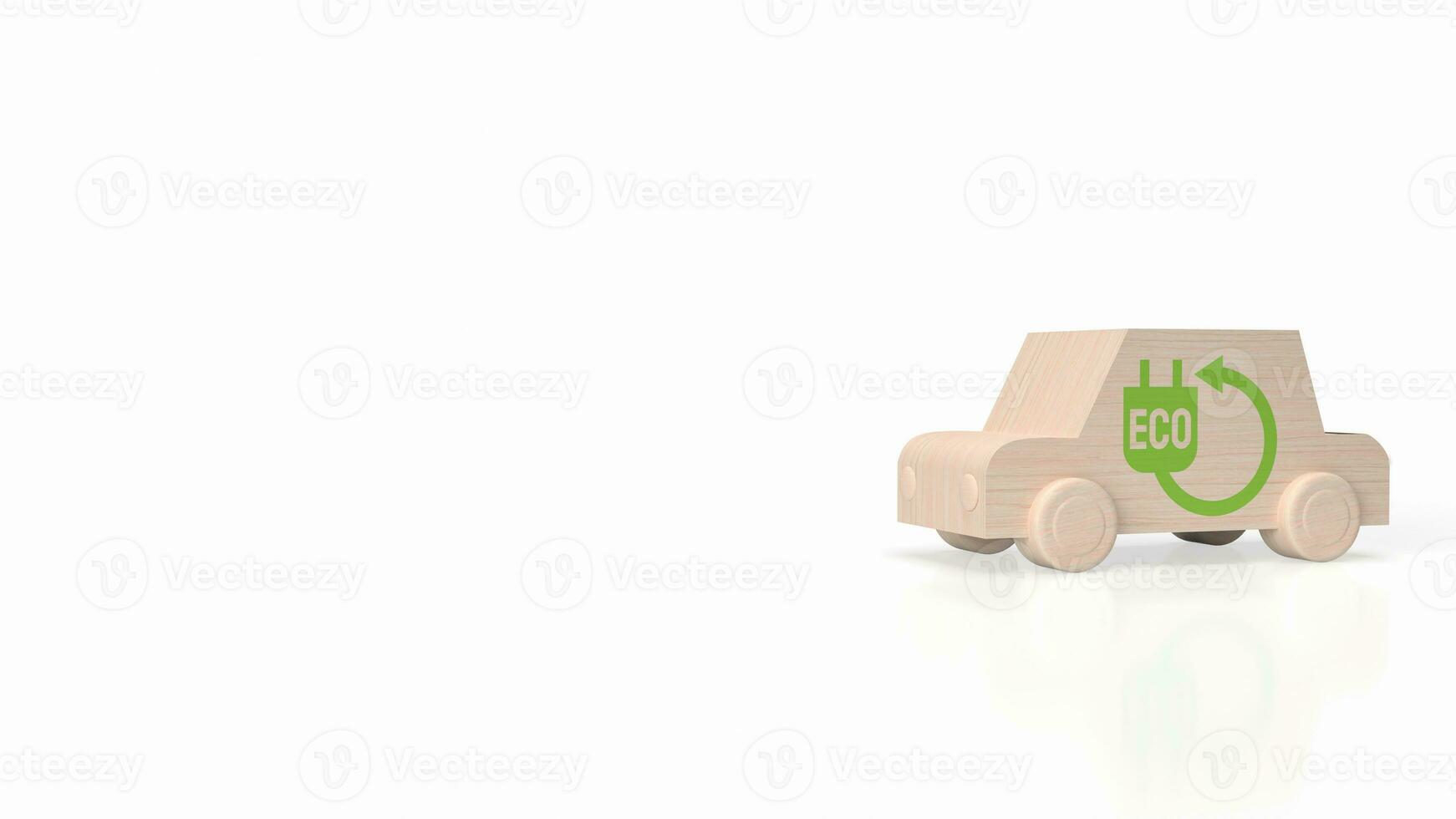 The wood car and eco icon for ecological concept 3d rendering photo