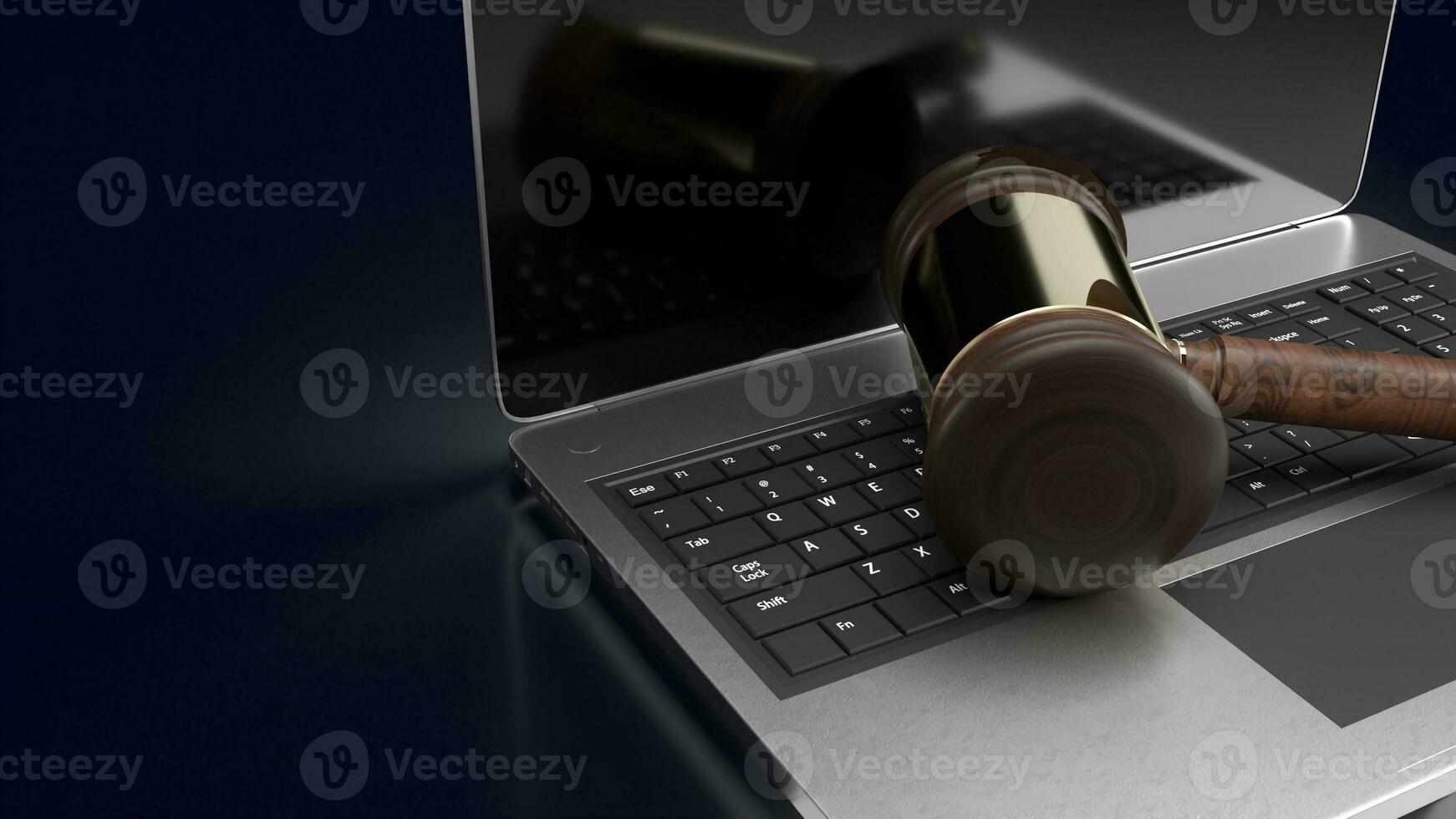 The hammer on notebook for law concept 3d rendering photo