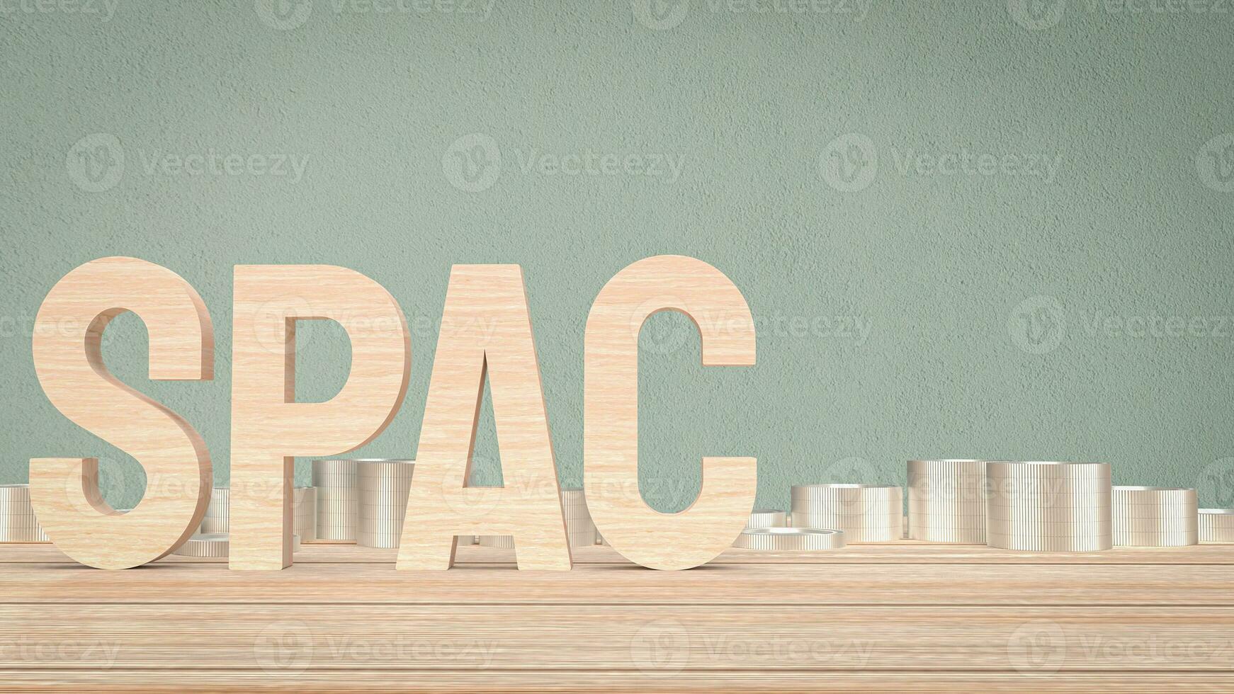 The wood spac on table for business concept 3d rendering photo