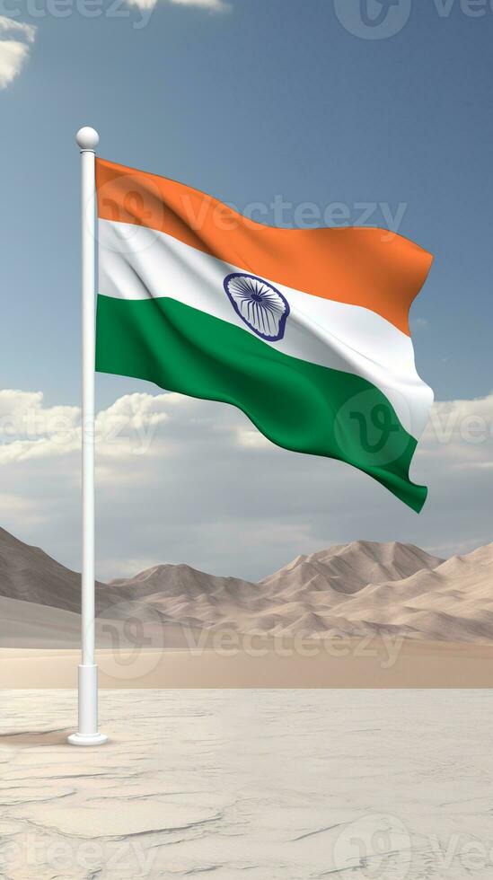 India Flag Waving in an Open Area photo