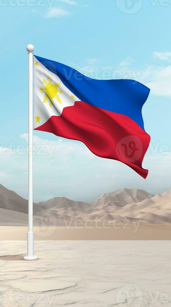 Philippines Flag Waving in an Open Area photo