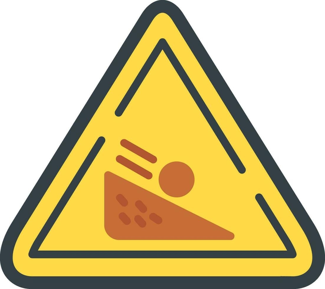 Falling Boulder Sign Vector Icon