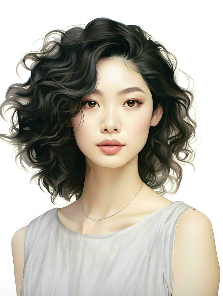 hermosa joven asiático mujer retrato, linda niña fondo de pantalla antecedentes foto, generativo ai foto