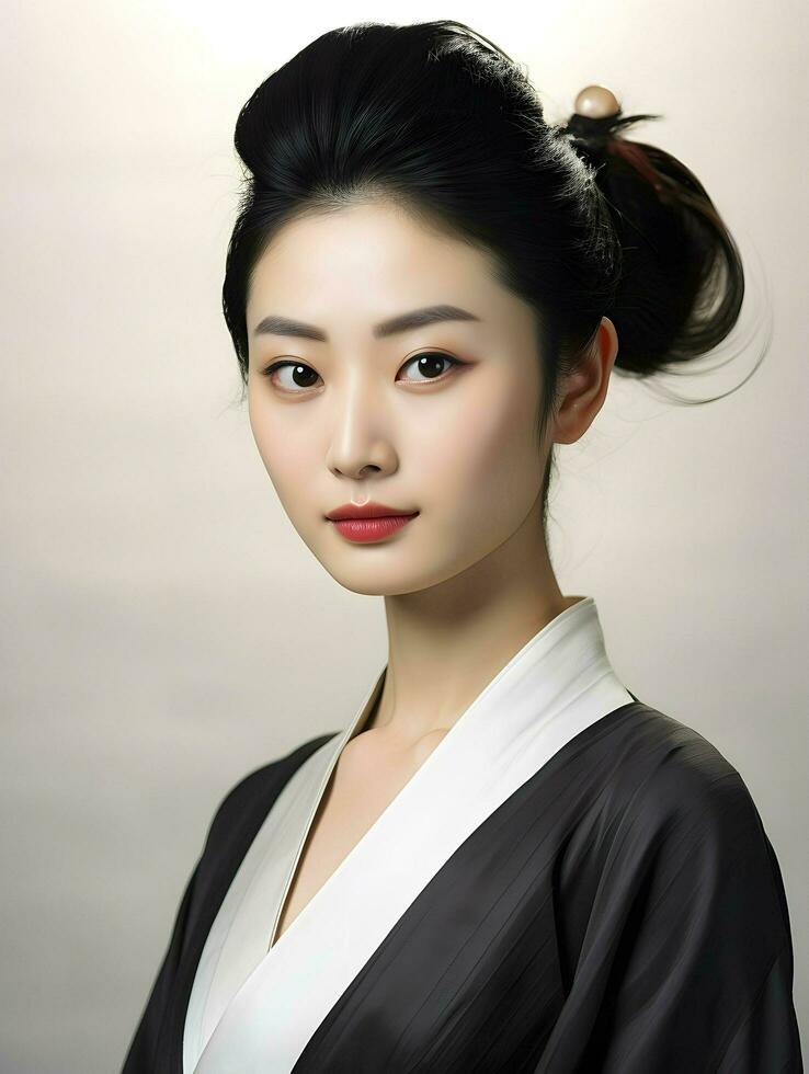 Beautiful young Asian woman portrait, cute girl wallpaper background photo