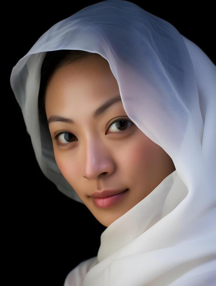 Beautiful young Asian woman portrait, cute girl wallpaper background photo, Generative AI photo