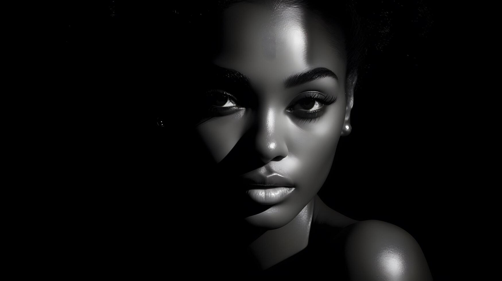 African black woman portrait, cute girl stock photo background, Generative AI