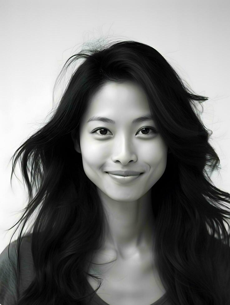 Beautiful young Asian woman portrait, cute girl wallpaper background photo