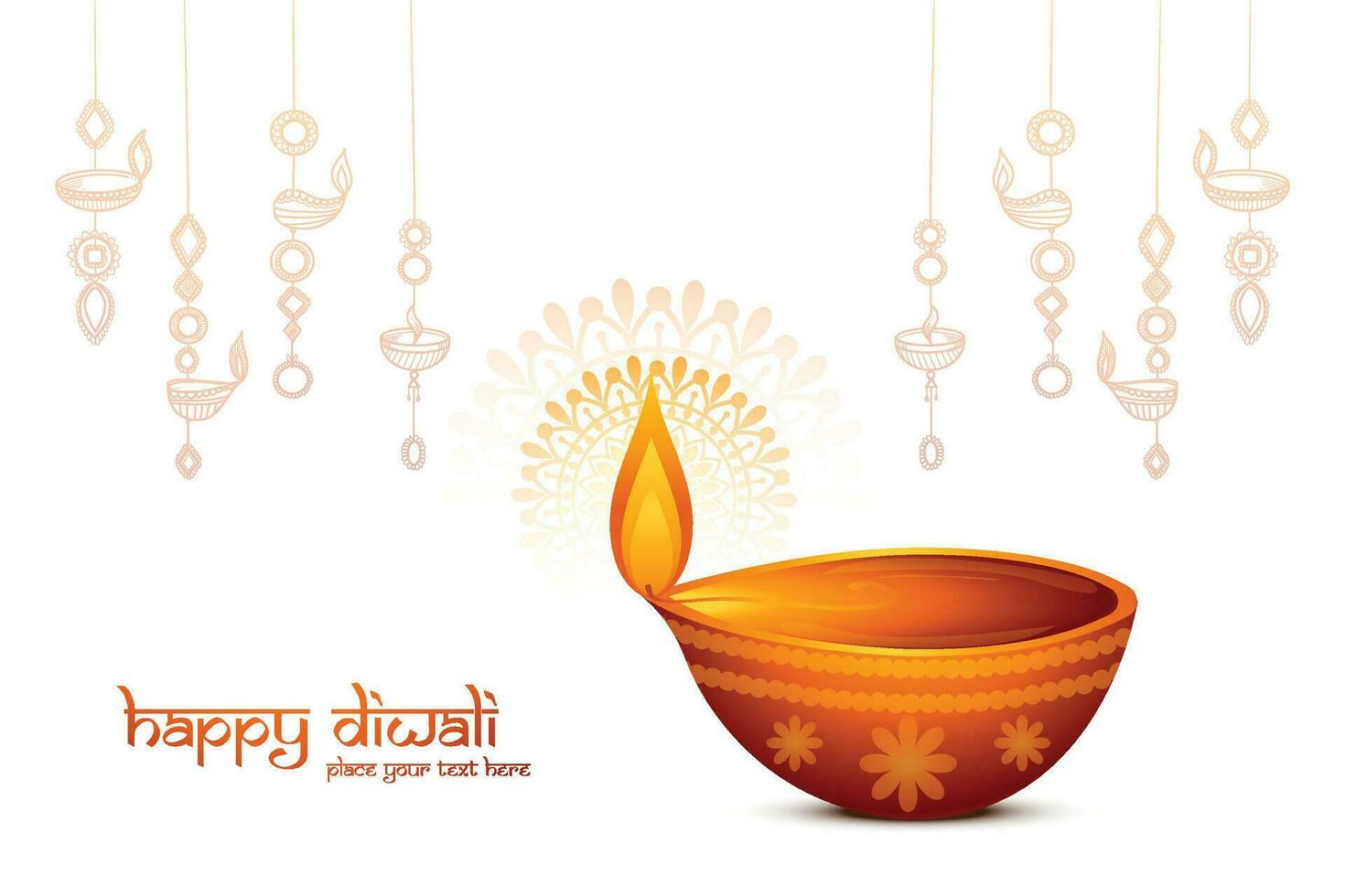 Beautiful festivel happy diwali greeting card celebration background vector