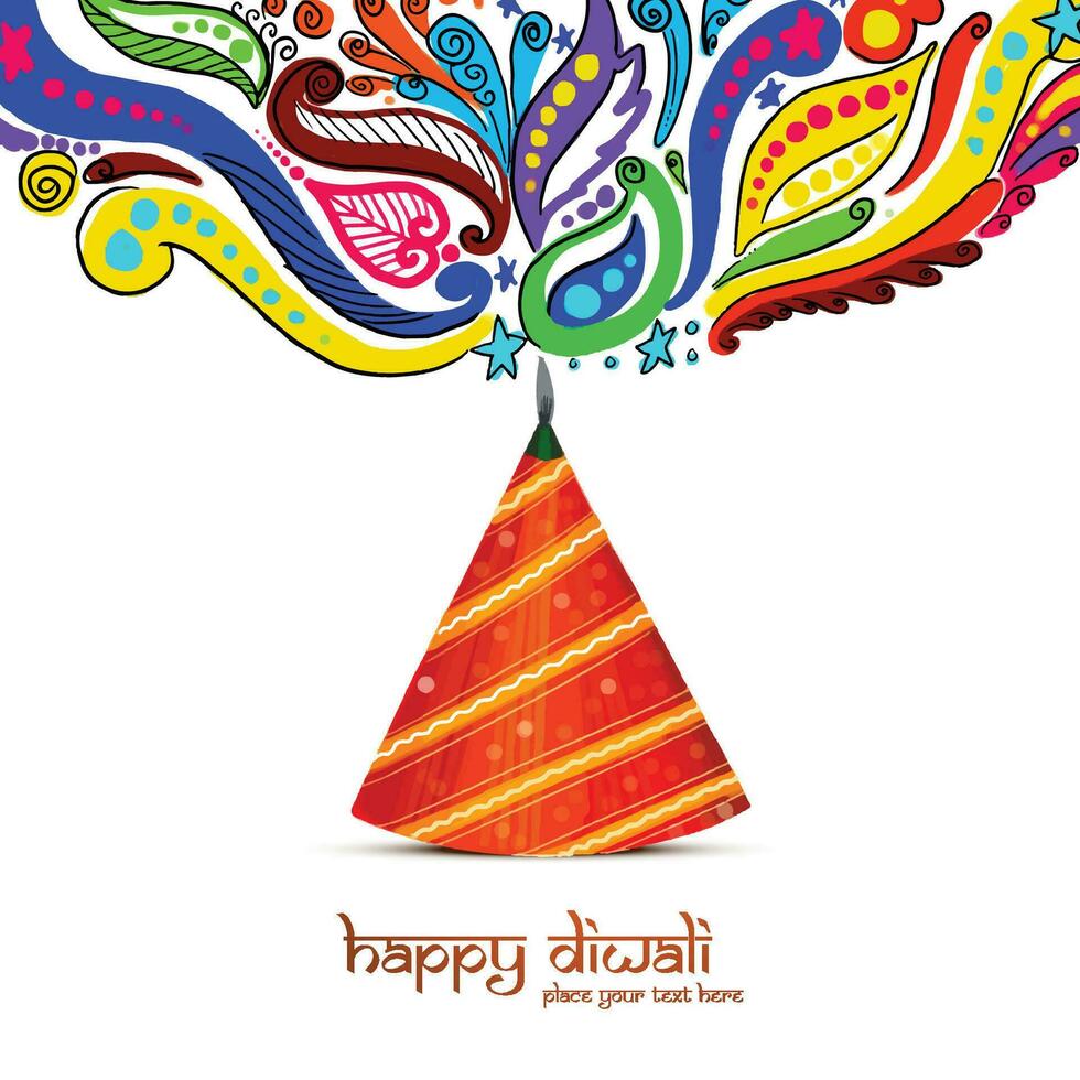 Happy diwali decorative fire cracker celebration card design vector