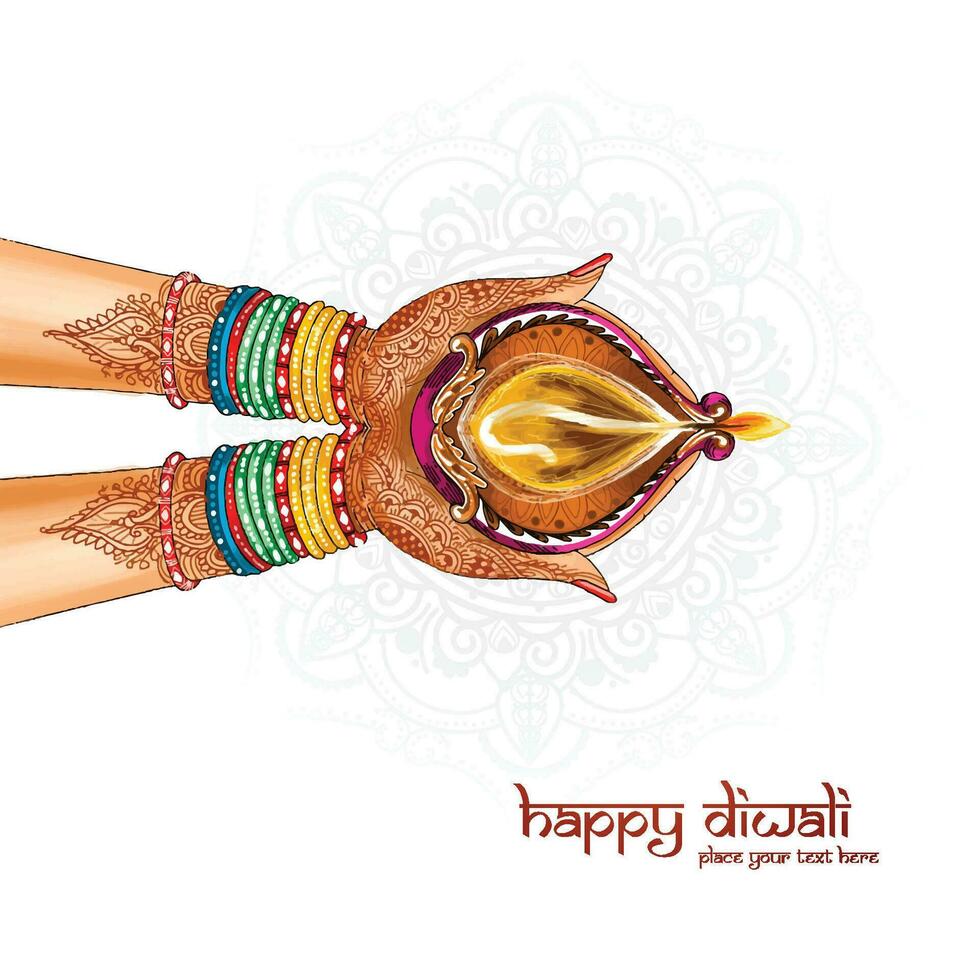 Happy diwali festival celebration card background vector