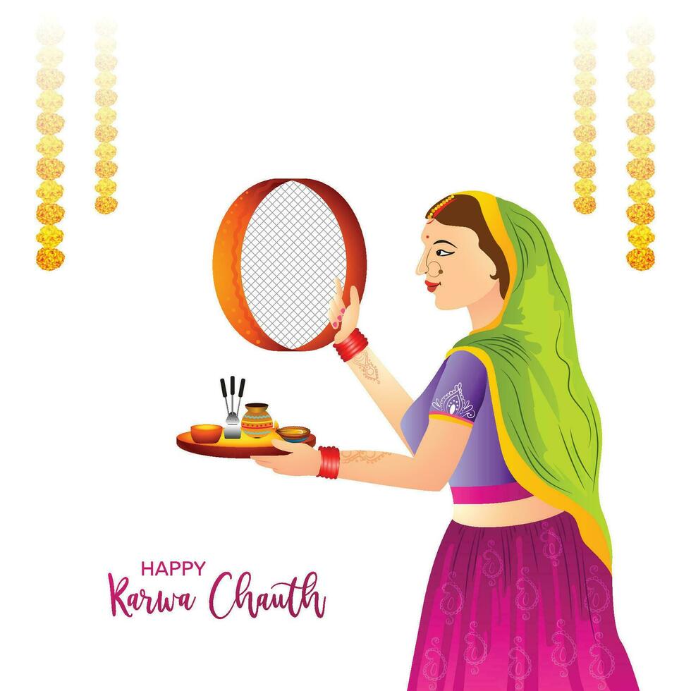 festival indio feliz karwa chauth fondo de celebración vector