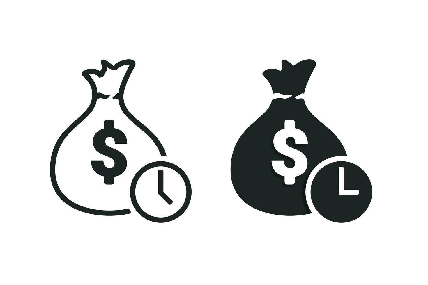 bolsa de dinero hora símbolo. ilustración vector