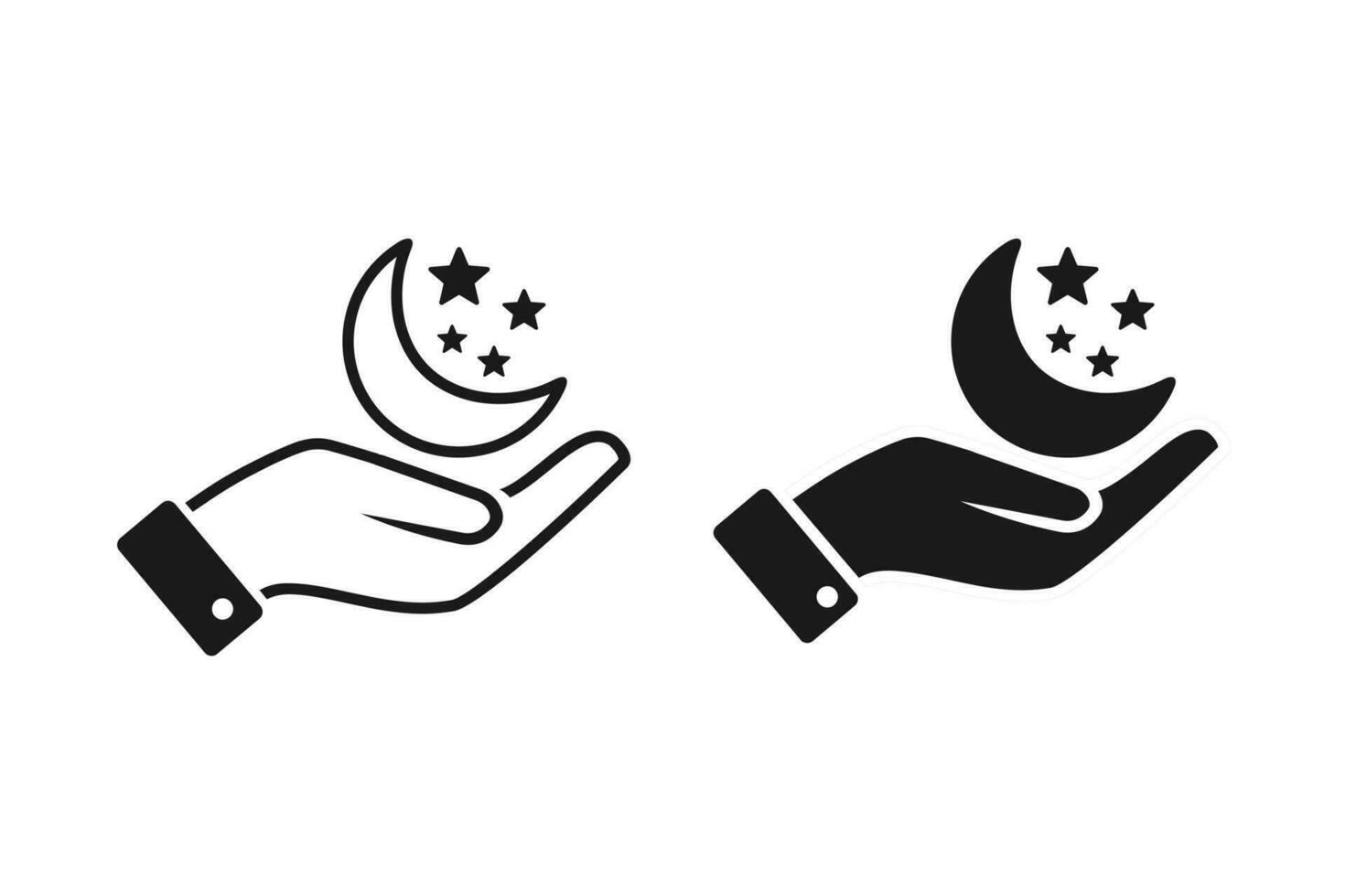 Hand holding moon icon. Illustration vector