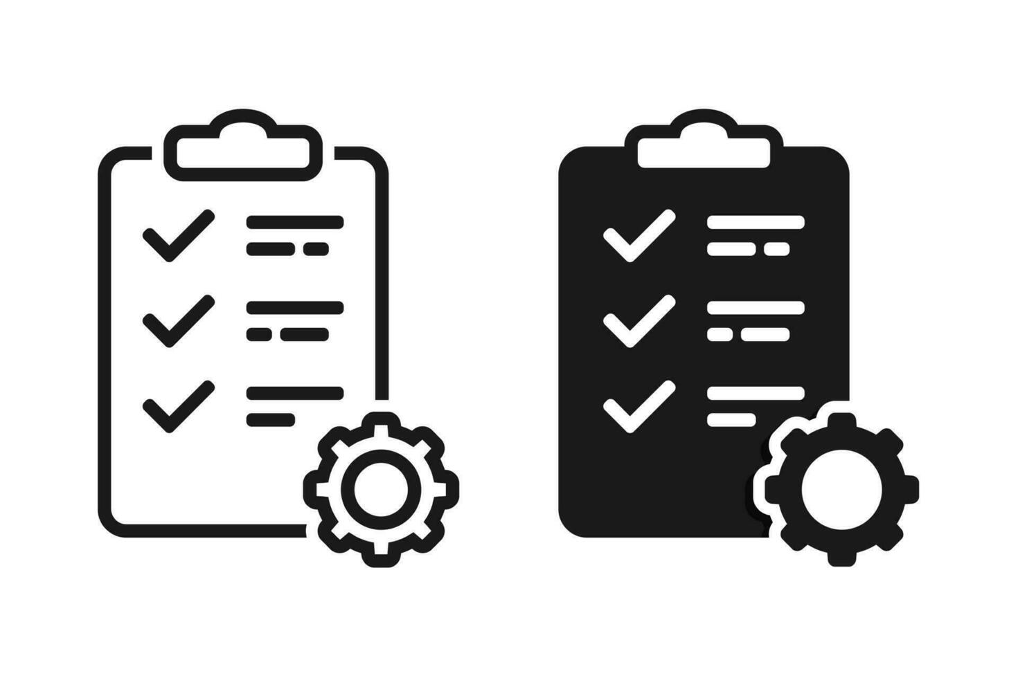 tarea icono. portapapeles con Lista de Verificación y engranaje signo. vector ilustración