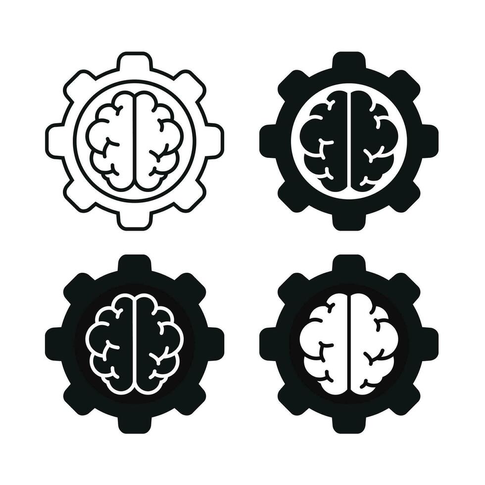 cerebro engranaje símbolo. ilustración vector