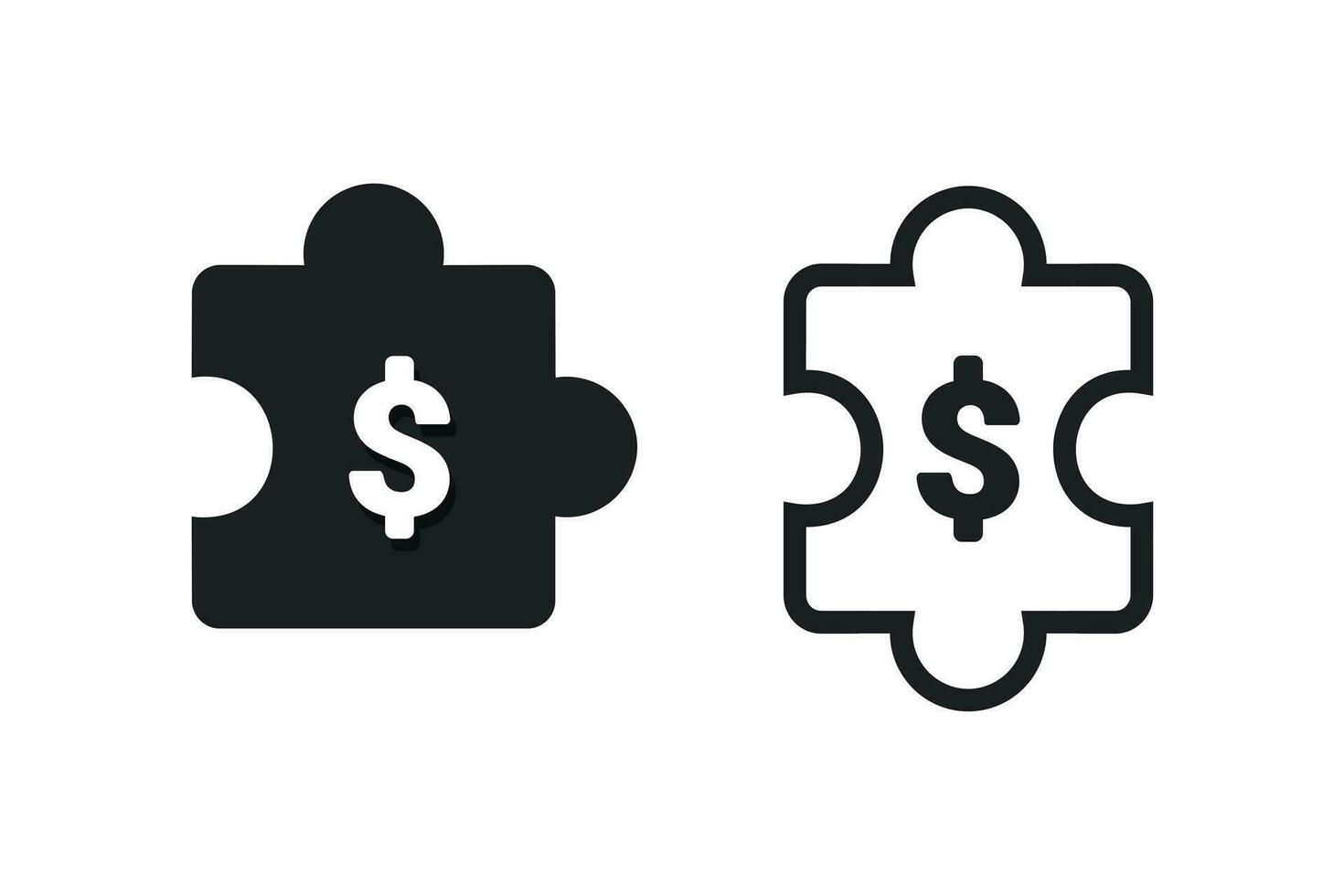 Puzzle money icon. Illustration vector