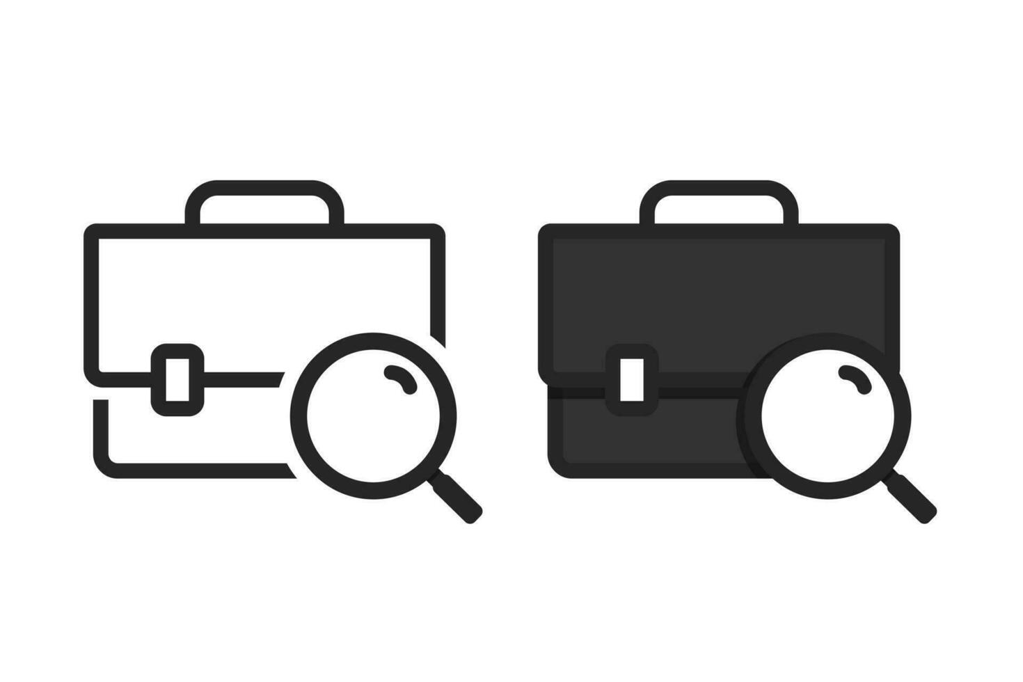 Search briefcase, suitcase. Illustration vector