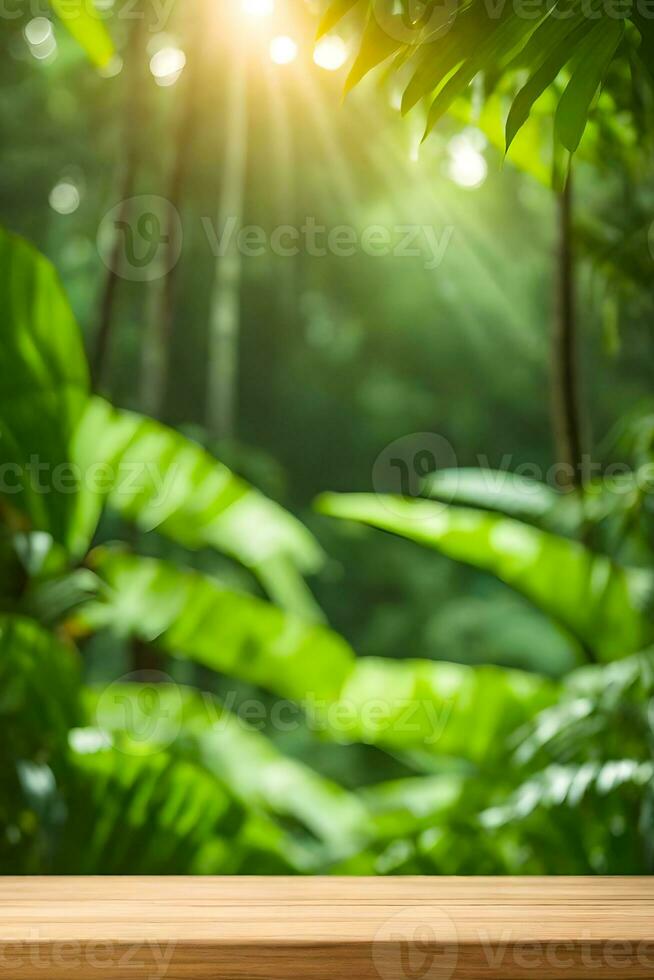 Simple Outdoor Wood Table Product Display Photo Background