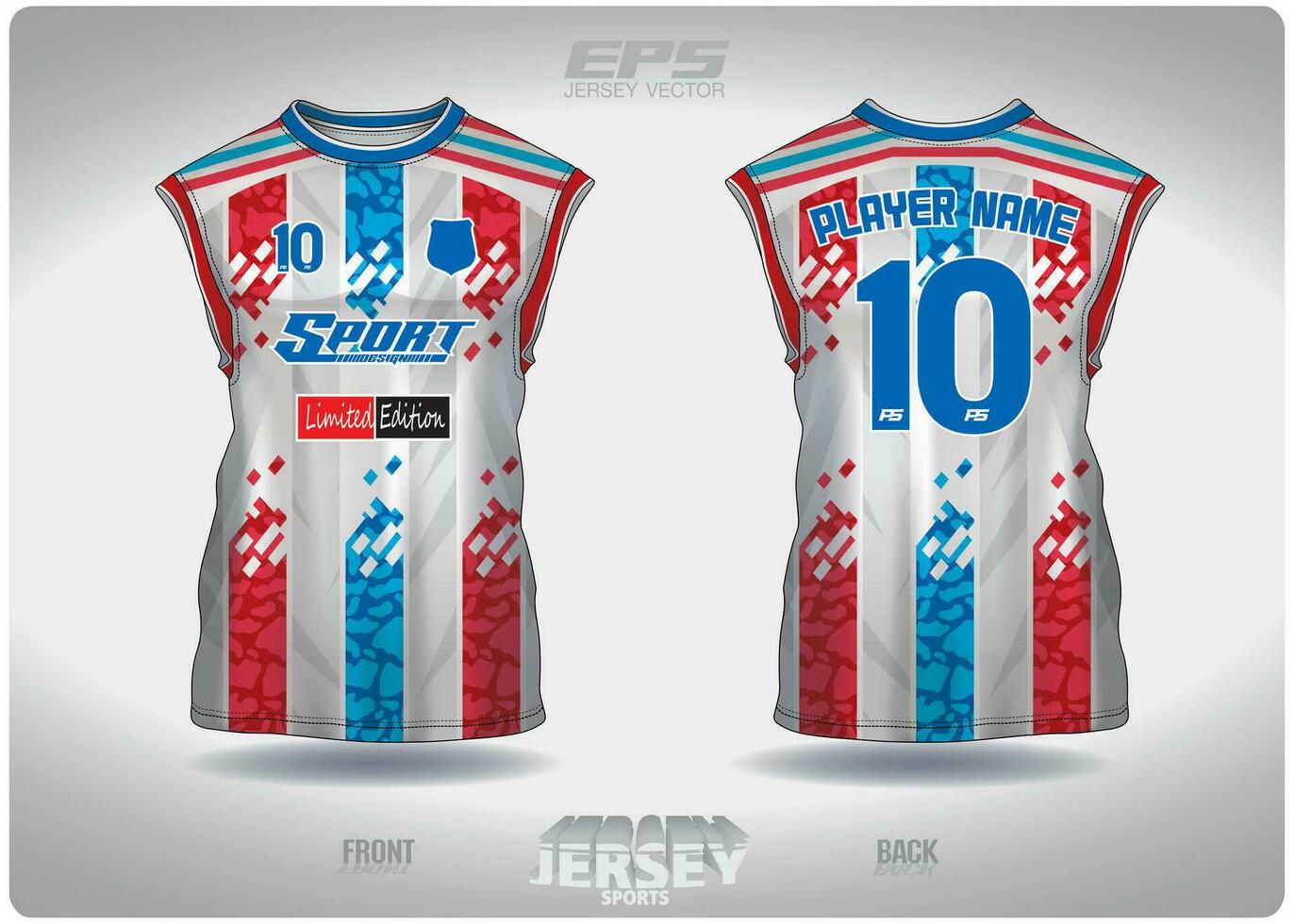 EPS jersey sports shirt vector.blue red stone paving pattern design, illustration, textile background for sleeveless shirt sports t-shirt, football jersey sleeveless shirt vector