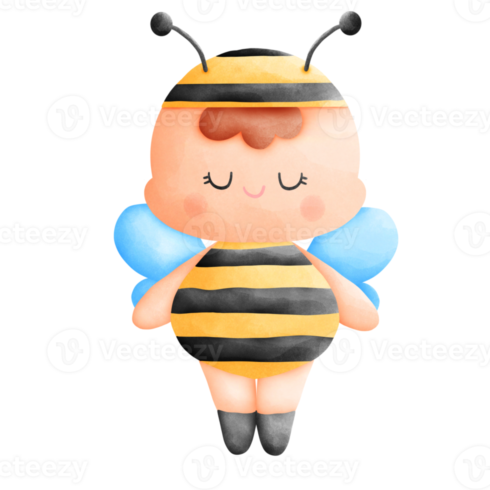 A boy wearing costumes bee watercolor png