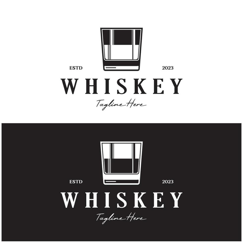 Vintage premium whiskey logo label with glass or beer. for drinks, bars, clubs, cafes, companies. vector